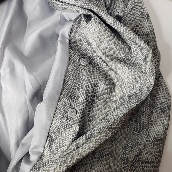 Vtg Snake Print Y2K 80's Trench Coat Rain Double Breast Mod Animal Spy Grunge  S - Picture 15 of 17